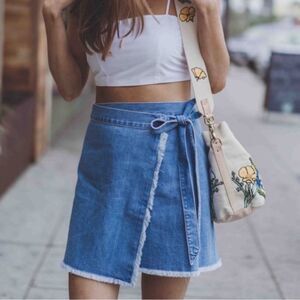 Madewell Raw-Hem Mini Wrap Skirt - Size 2